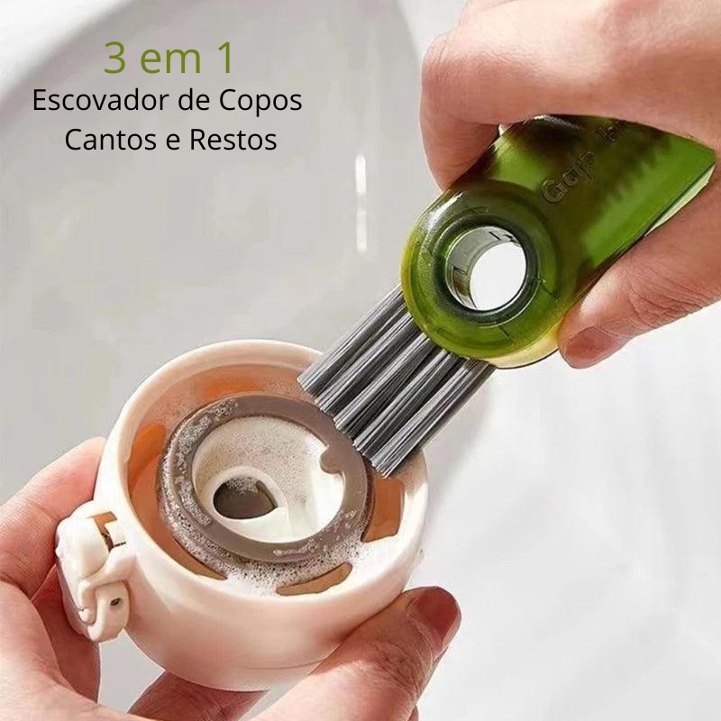 3 em 1 | Mini Escovador de Copos, Cantos e Restos