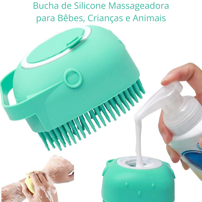 Bucha de Silicone Massageadora para Bêbes, Crianças e Animais