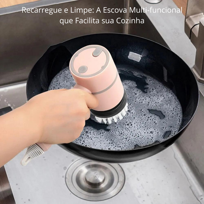 Recarregue e Limpe: A Escova Multi-funcional que Facilita sua Cozinha