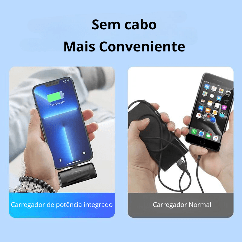 Sempre com Bateria: Mini Carregador Portátil 4500mAh | iPhone & Android