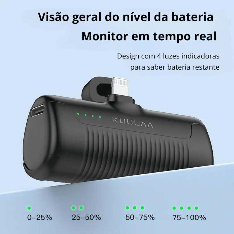 Sempre com Bateria: Mini Carregador Portátil 4500mAh | iPhone & Android